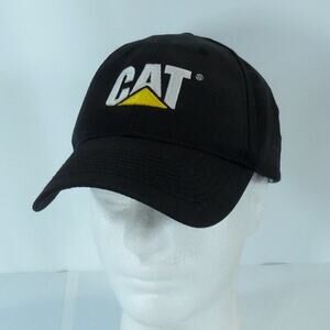 VTG Cat Caterpillar Construction Embroidered Strapback Cap Hat Black RN93263